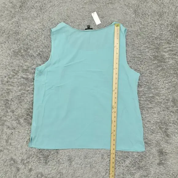 NEW Talbots Women's Plus Size 18 Blouse Top Sleeveless Blue Polyester Scoop Nec - Picture 5 of 8